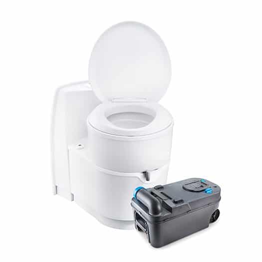 Portable cassette toilet with removable waste tank for campervan and off-grid use