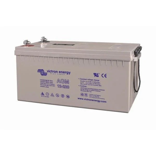 Victron Energy AGM 12-220 deep cycle battery for campervan, off-grid, and marine use