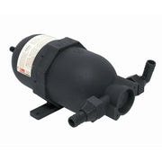 Black water accumulator tank with fittings for campervan or marine plumbing systems