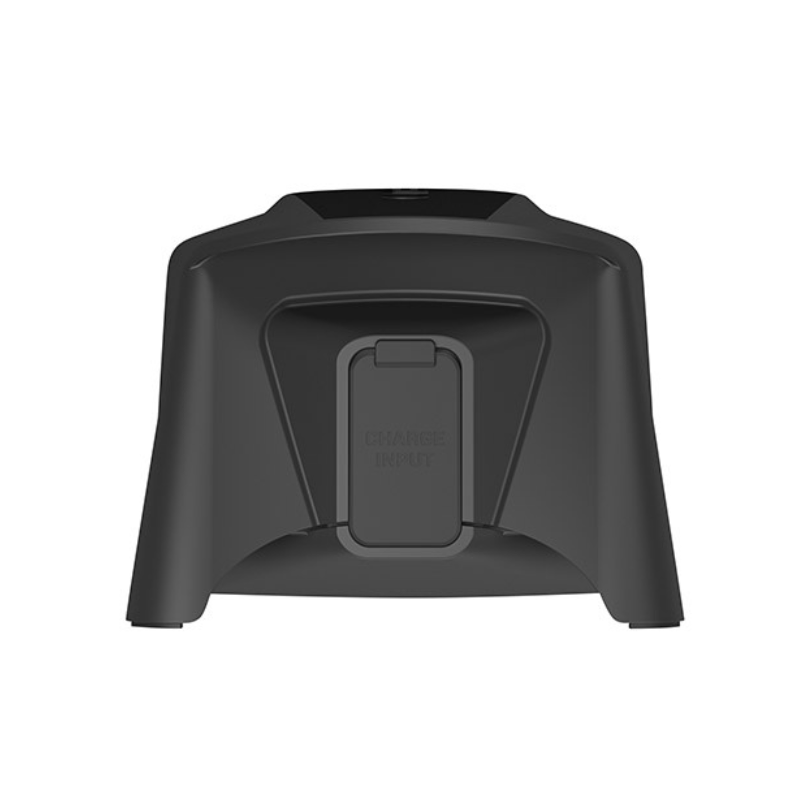 Black portable power station charge input port, rear view, for campervan or off-grid use