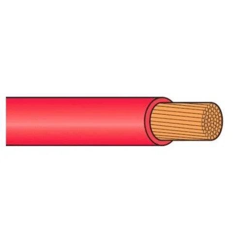 Red 35mm 240amp flexible battery cable with exposed copper wire core