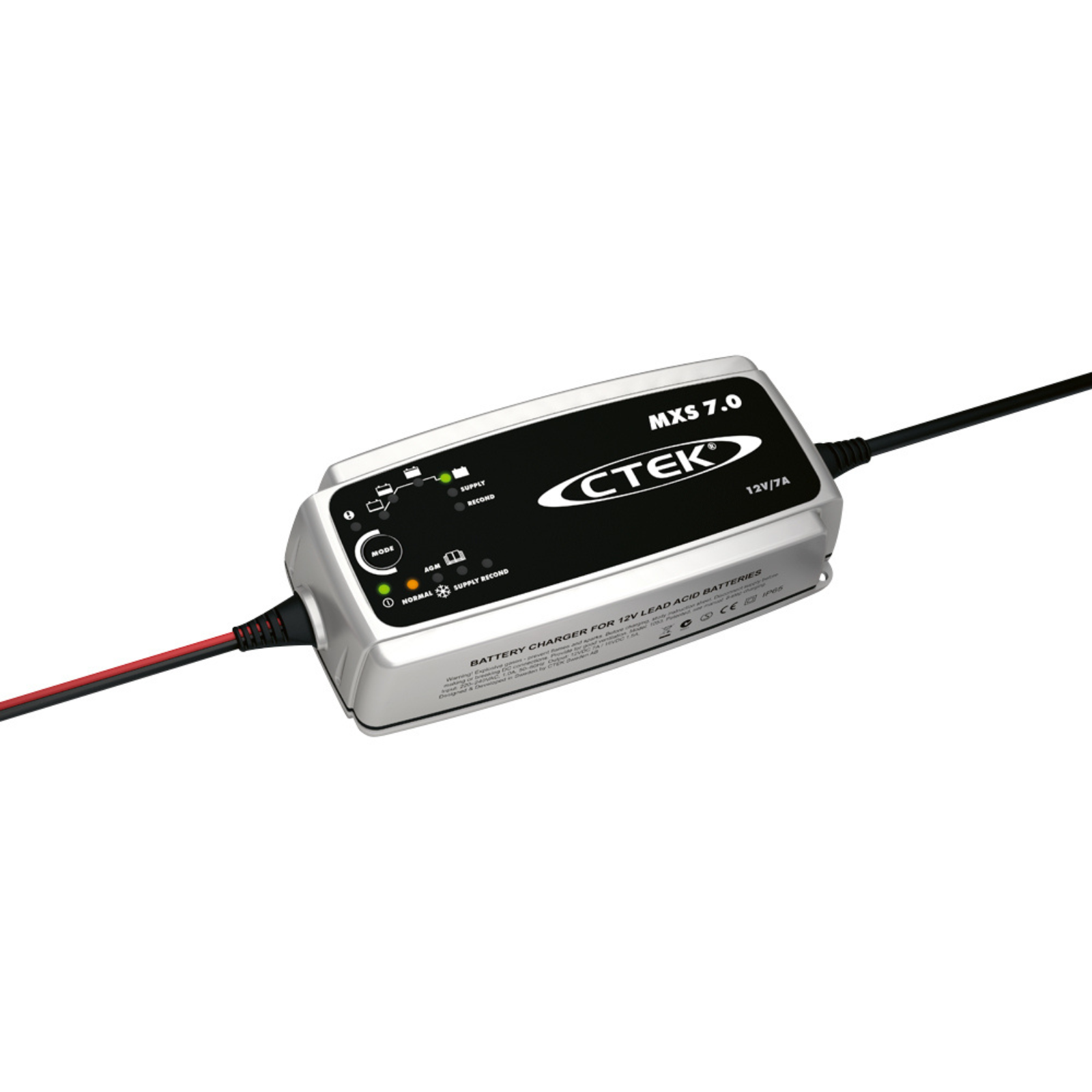 CTEK MXS 7.0 12V battery charger with LED indicators and cables for campervan or marine use