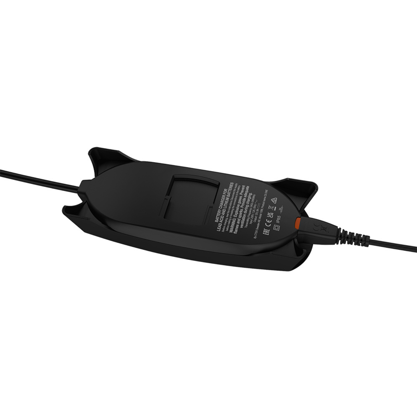 Black battery charger with LCD display for campervan or off-grid solar power systems