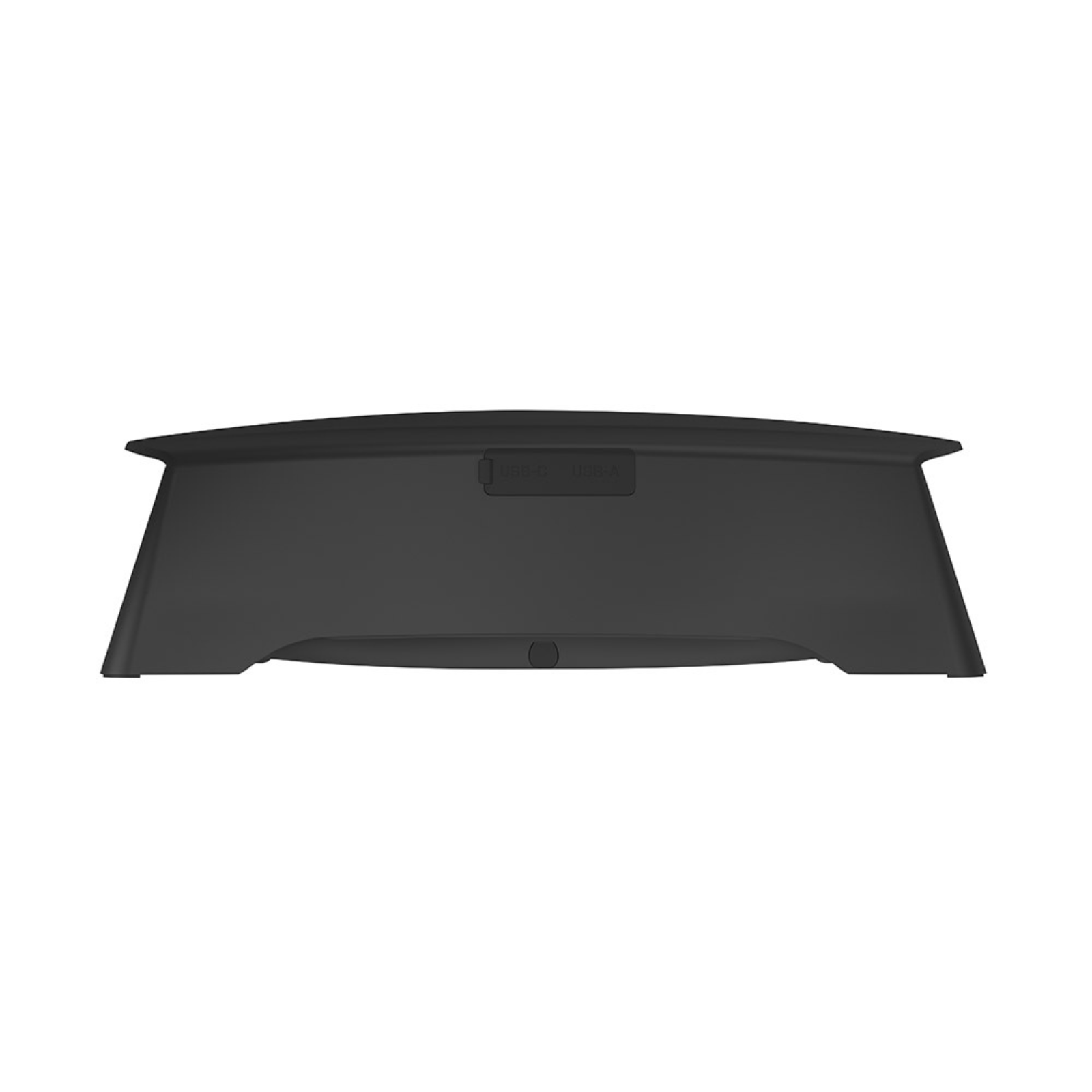 Black campervan roof vent with dual USB ports, side view, for off-grid ventilation