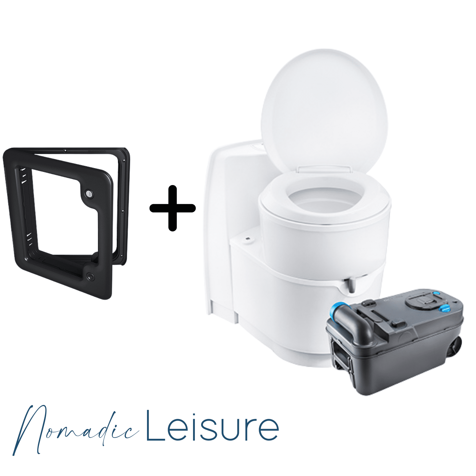 Campervan cassette toilet set with service door and removable waste tank