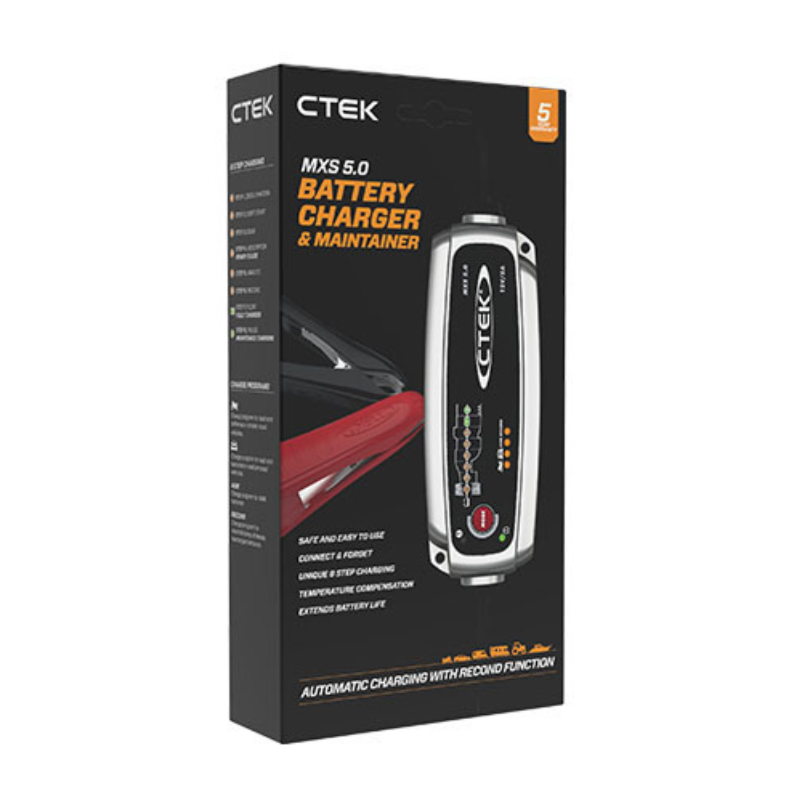 CTEK MXS 5.0 battery charger maintainer in retail packaging, for campervan and marine use