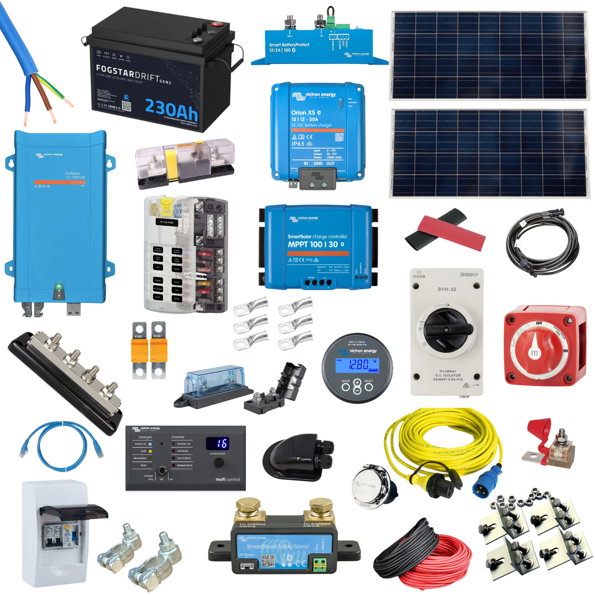 Advanced Campervan Electrical System Kit (Includes Multiplus 12/1200/50-16 and Fogstar Drift 230ah GEN2)