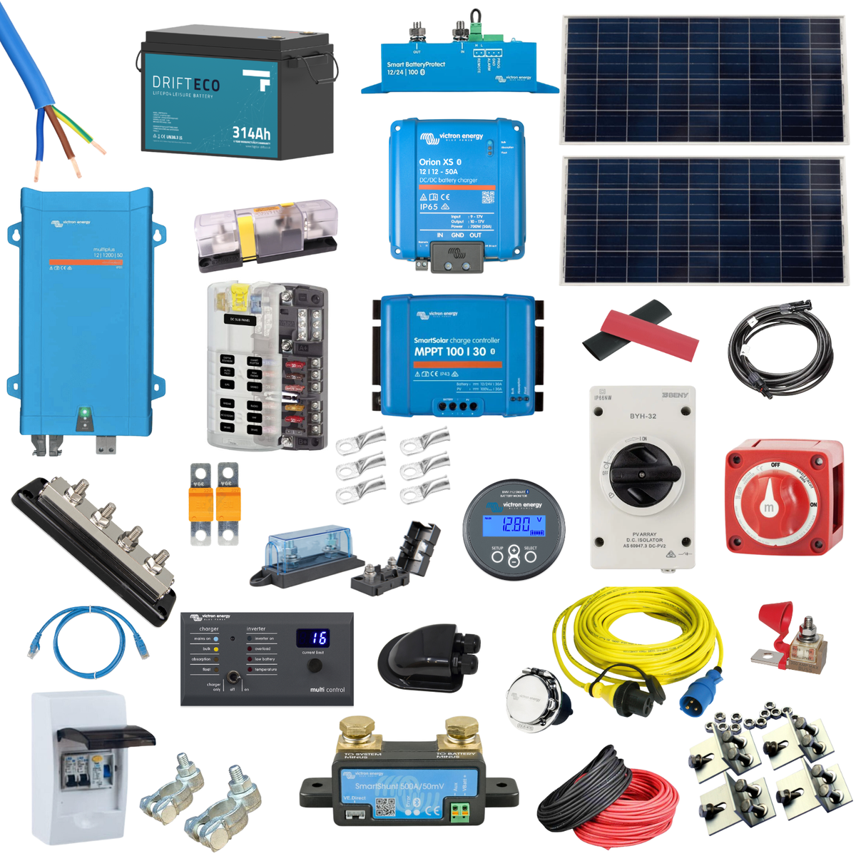 Advanced ECO Campervan Electrical System Kit (Includes Multiplus 12/1200/50-16 and Fogstar Drift ECO 314ah)