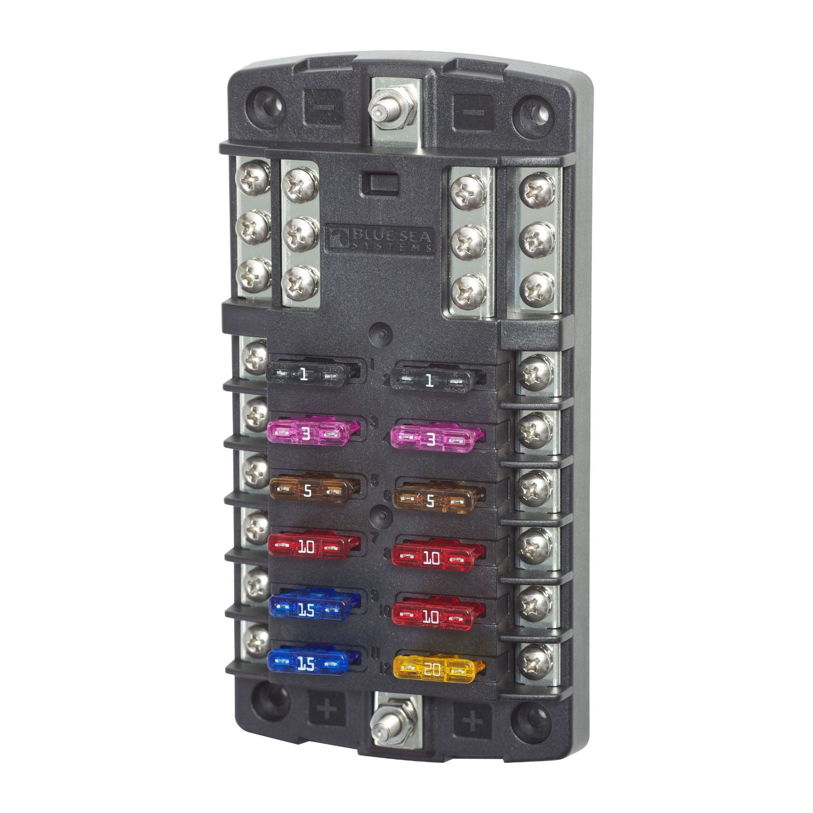 Blue Sea Systems ST Blade Fuse Block 12 Circuit with Ground Image