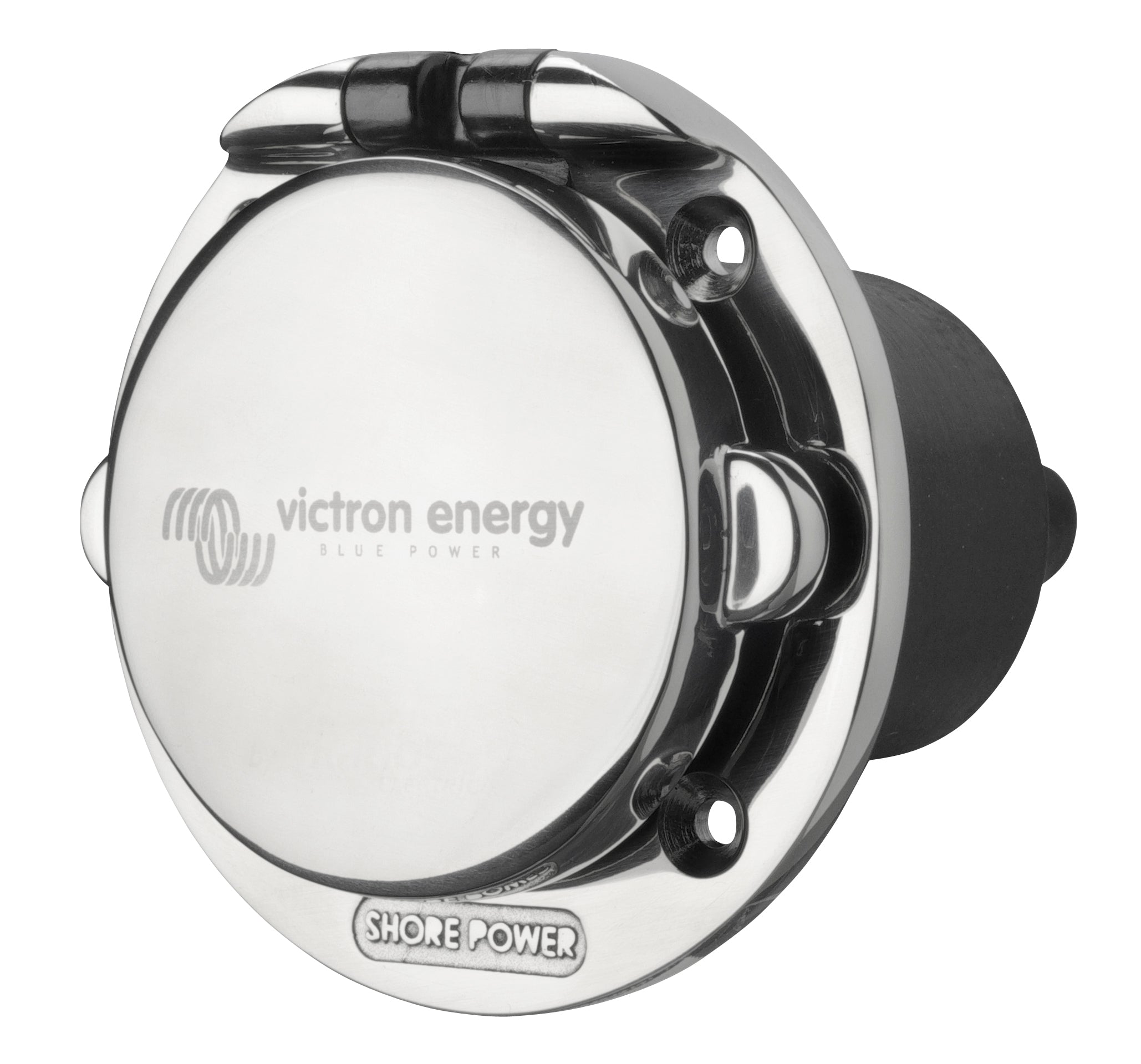 Stainless steel shore power inlet for campervan or marine electrical connection