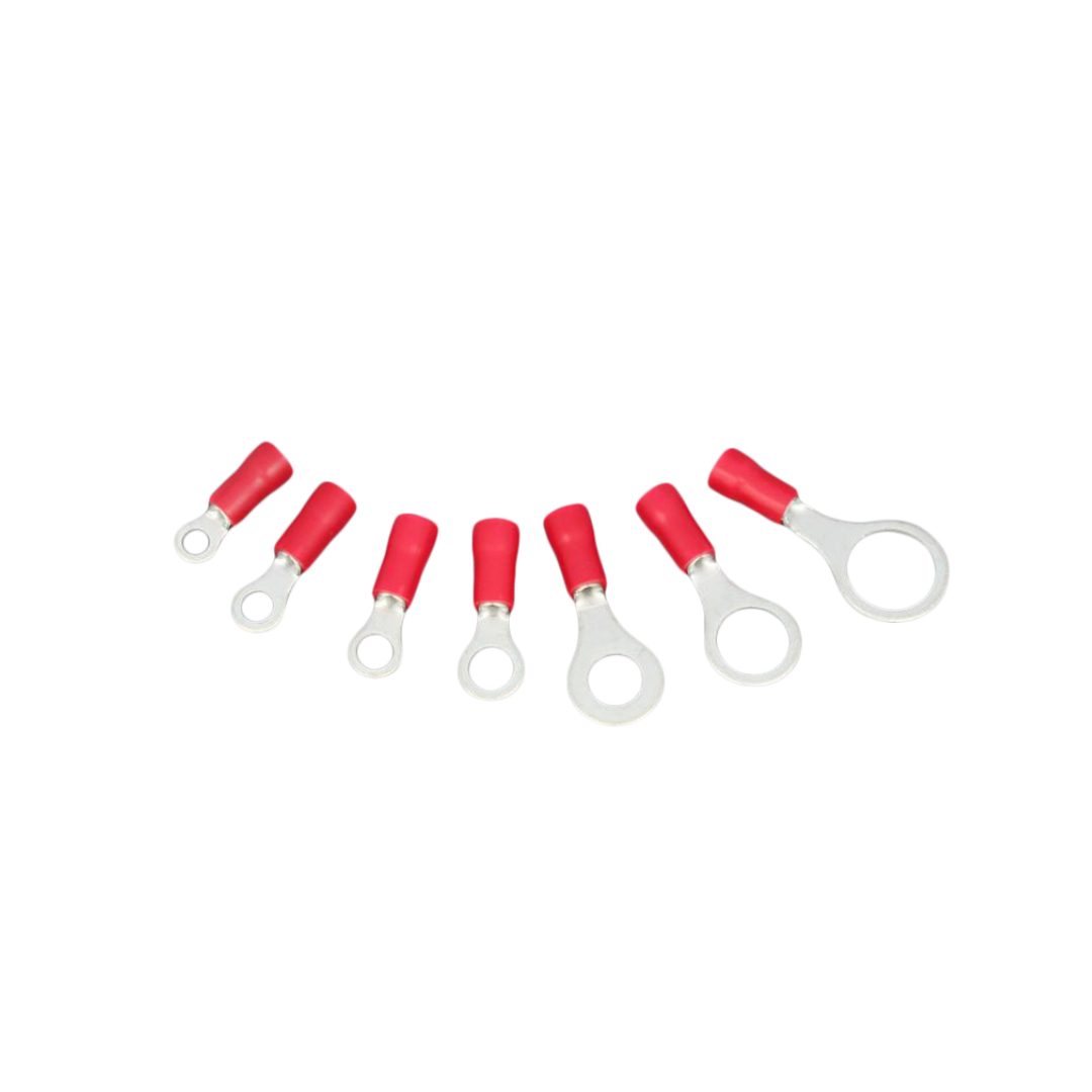 Insulated Ring Terminals for 0.5–1.5mm² Cable (Red)