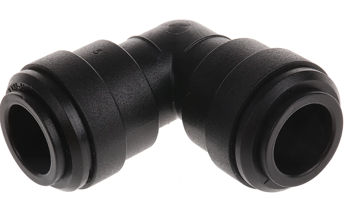 12mm black plastic push-fit elbow connector for campervan or marine plumbing