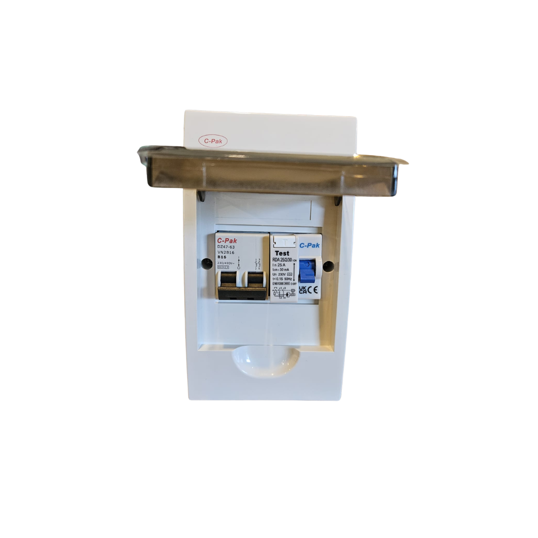 C-Pak 25A RCD circuit breaker with test button, ideal for campervan and marine electrical systems