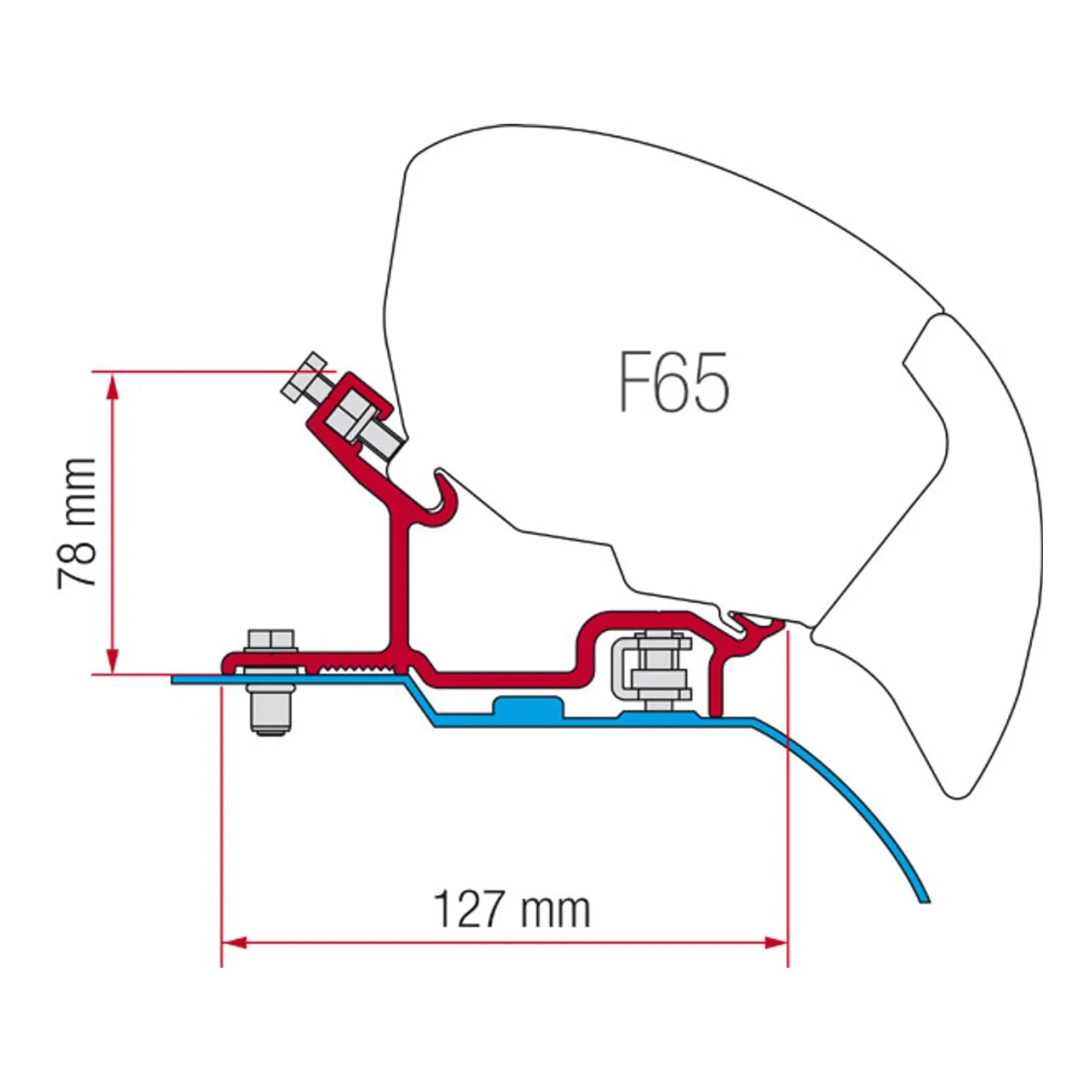 Fiamma F65/F80 Ducato Jumper Boxer H3 Awning Bracket Adapter Kit image