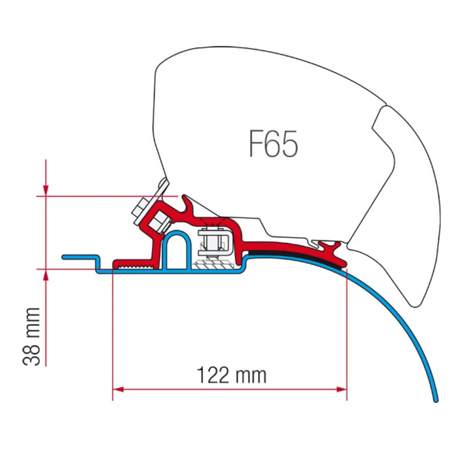 Fiamma F65-F80 Ducato Jumper Boxer H2 Roof Awning Low Profile Bracket Adapter image