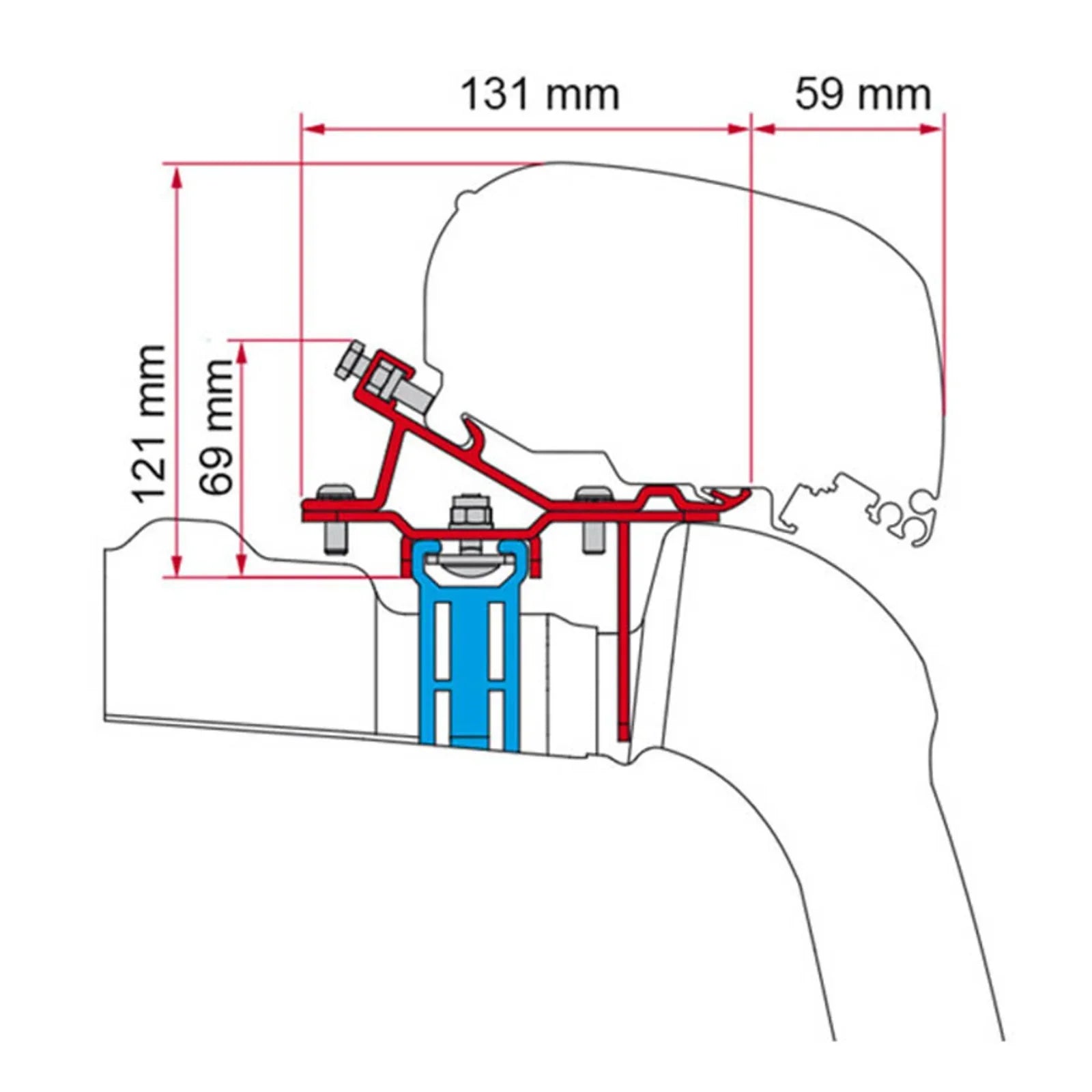 Fiamma F65/F80s Awning Adapter Kit VW Crafter With Roof Rail 2017 Onwards image