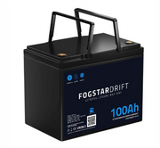 100Ah LiFePO4 leisure battery with handles, Fogstar Drift label, for campervans or marine use