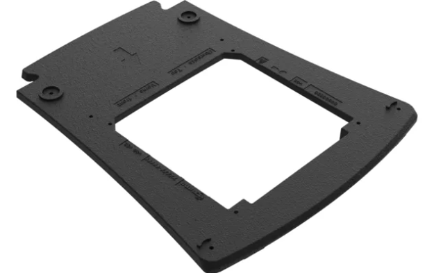 Black mounting frame for campervan or marine appliance installation, isolated on white background.