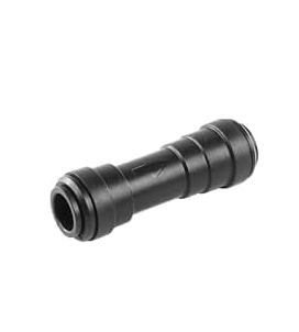 Black plastic straight push-fit connector for campervan or marine electrical and water systems