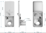 Campervan or marine external water inlet socket with cover, measurements labeled in millimeters
