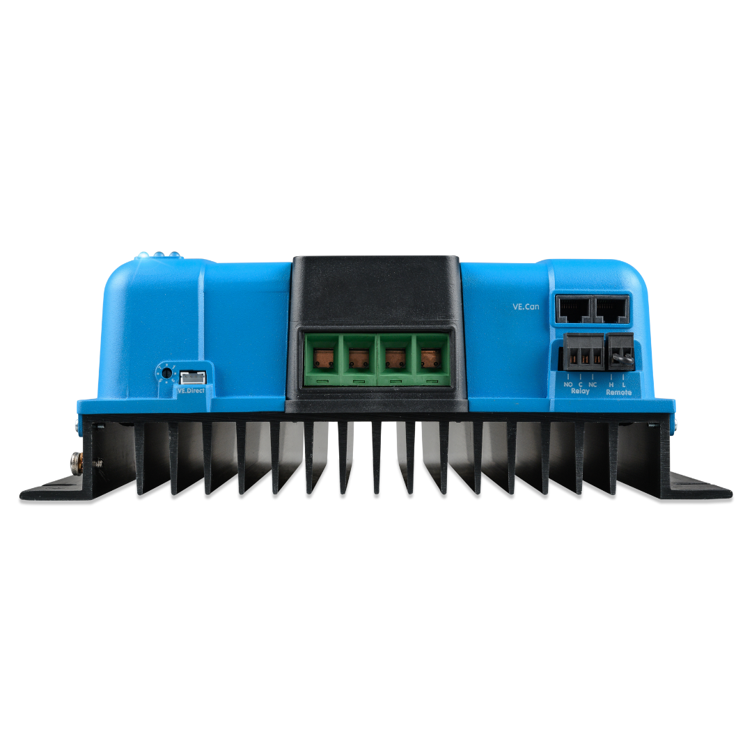 MPPT 150/100 solar charge controller with VE.Can and connection ports, front view