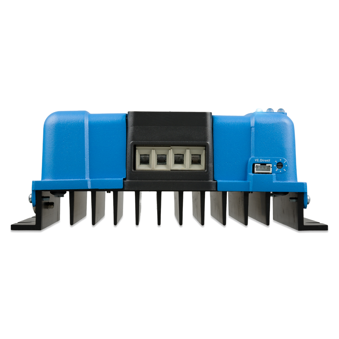 MPPT 150/35 smart solar charge controller with blue casing and connection ports