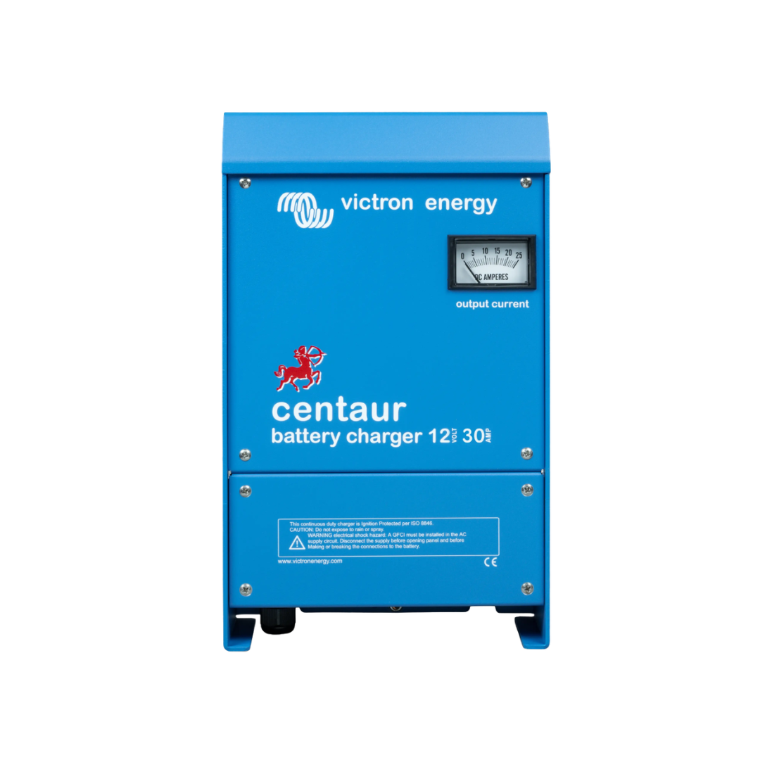 Victron Energy Centaur 12V 30A battery charger for campervan and marine use with analog output meter