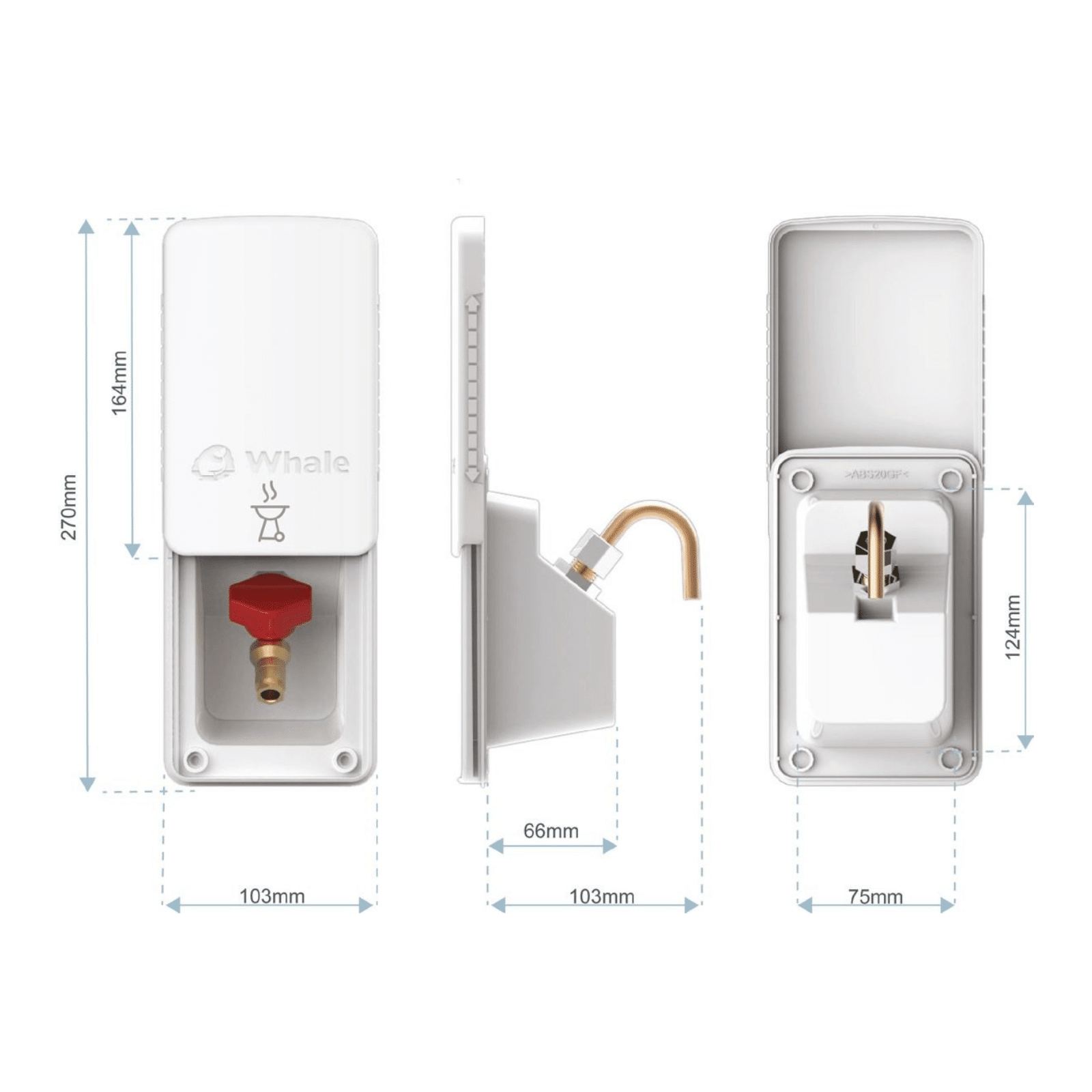 Whale External BBQ Outlet Socket Dimensions
