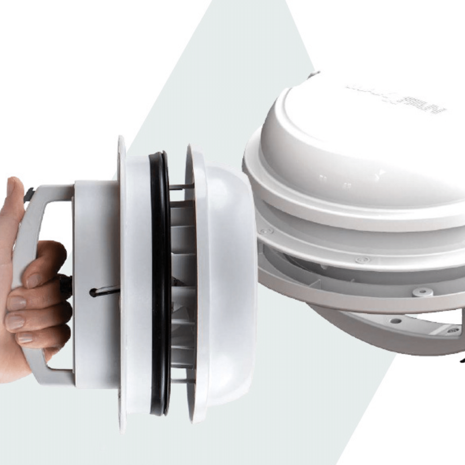 White dome roof vent with handle for campervan or marine ventilation