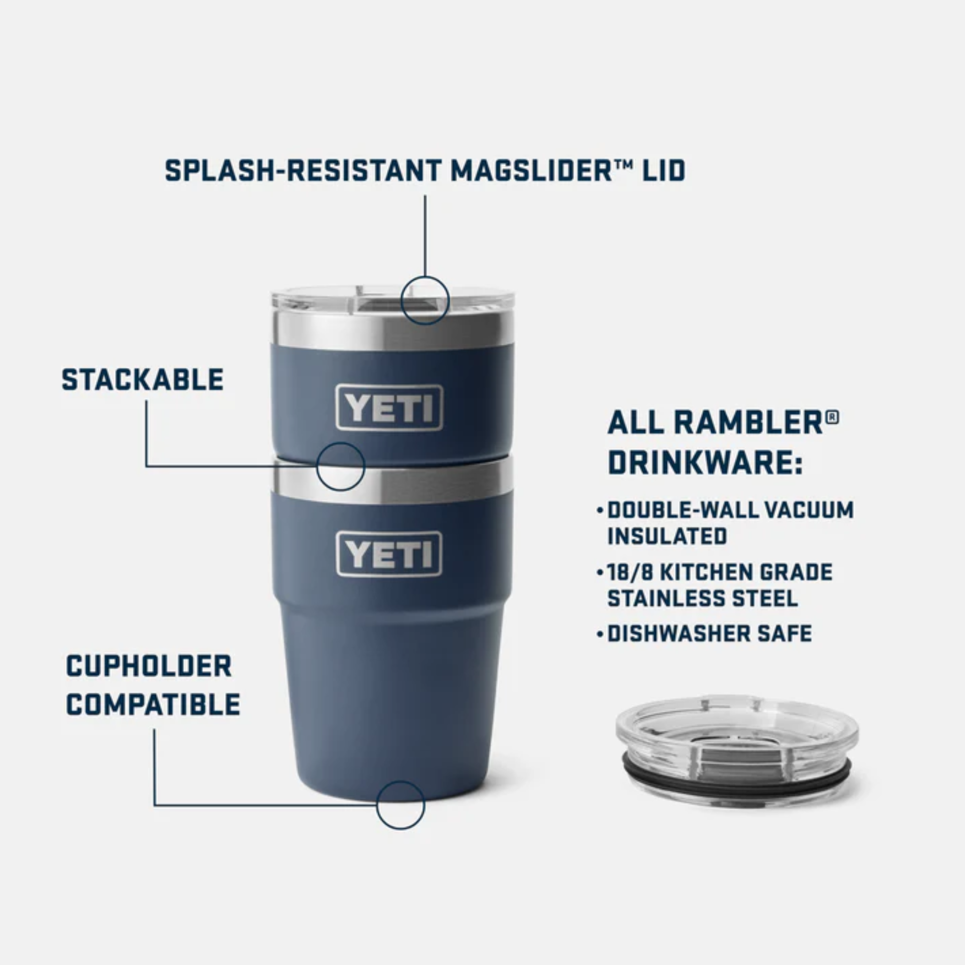 YETI 16 oz (473 ml) Stackable Cup Lid Info