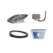MaxxFan roof vent with solar panel, power converter, and sealing gasket for campervan ventilation