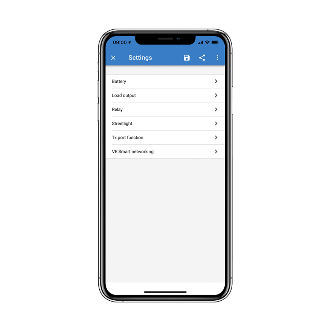 iPhone Victron SmartSolar settings
